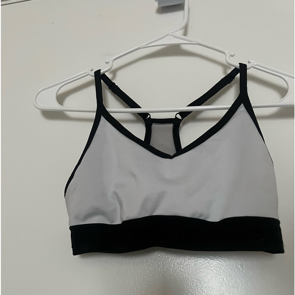 Black and white ‘PINK’ racer back sports bra
